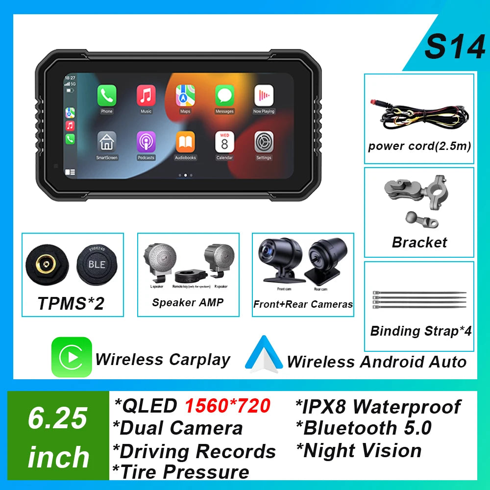 6.25-inch AutoNevee Car & E-Bike GPS with Wireless CarPlay and Android Auto