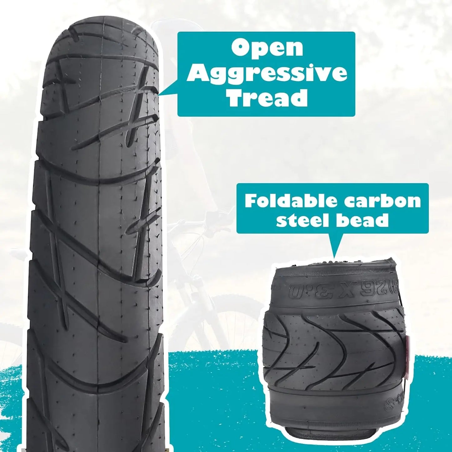 ZUKKA 26x3.0 E-Bike Fat Tire – Heavy-Duty Mountain & Snow Bike Tire | Black