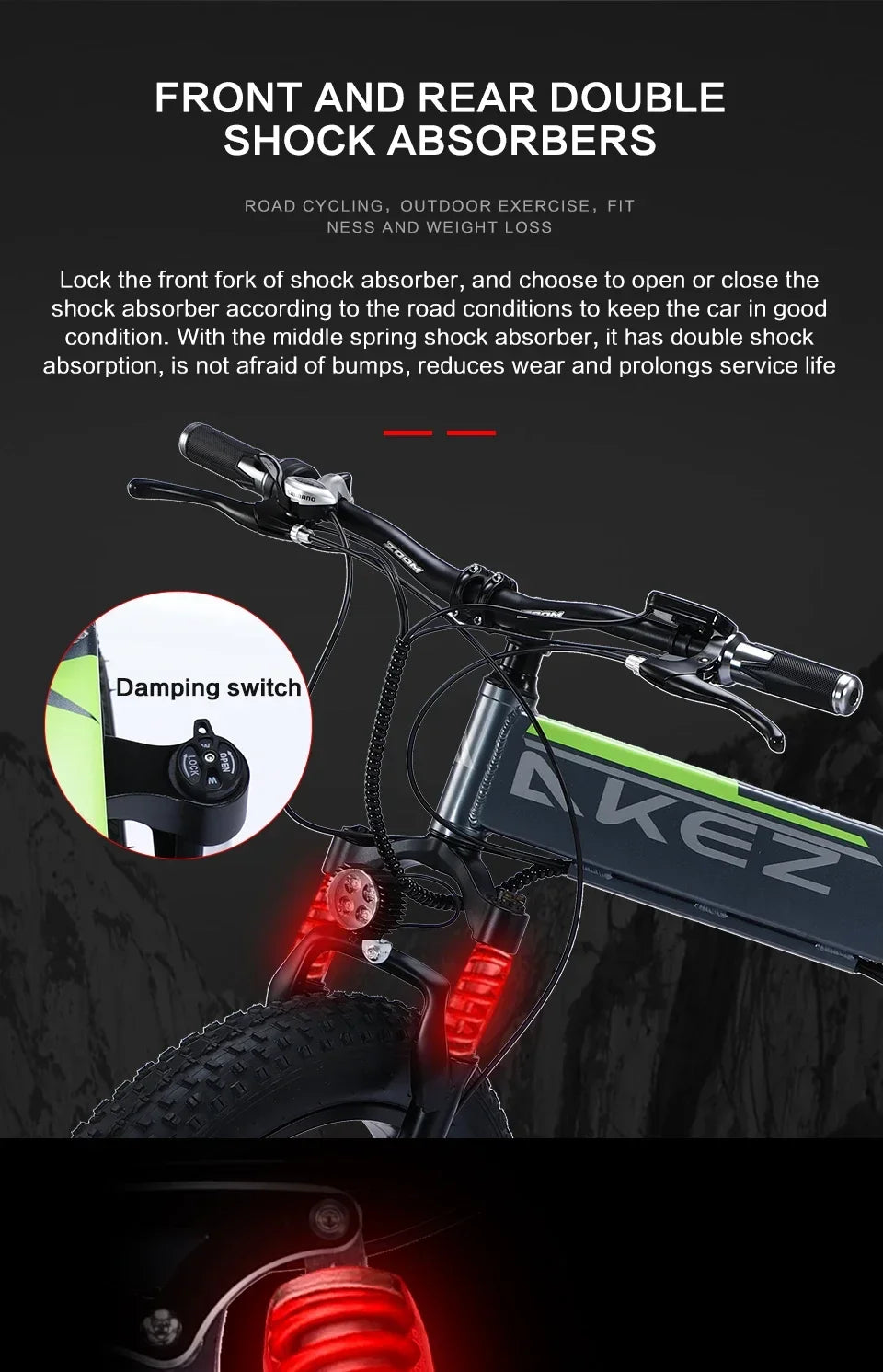 New style 1000W Motor electric bike 48V 10.4ah Lithium battery Mountain ELECTR BIKE  26×4.0 Fat Tire e bike Folded ebike Electric Bikes & Accessories