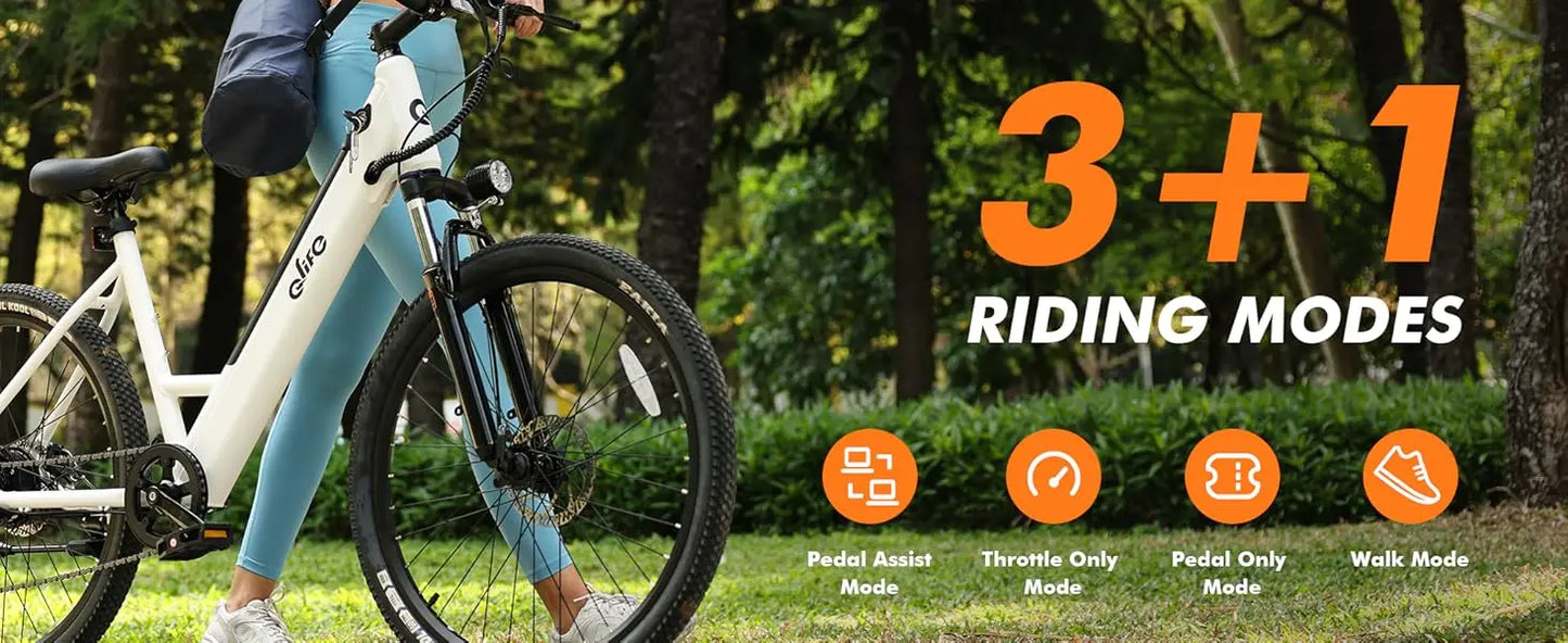 Cityone Step Thru Electric Bike for Adults – 26" E-Bike Ride