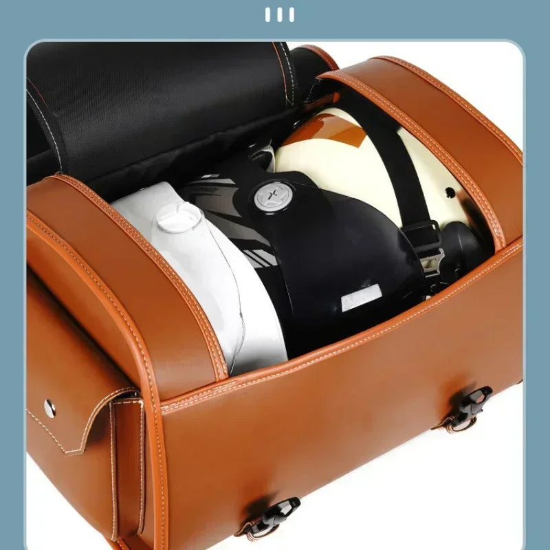 Durable 33L waterproof luggage bag mounted on a Vespa scooter for travel.