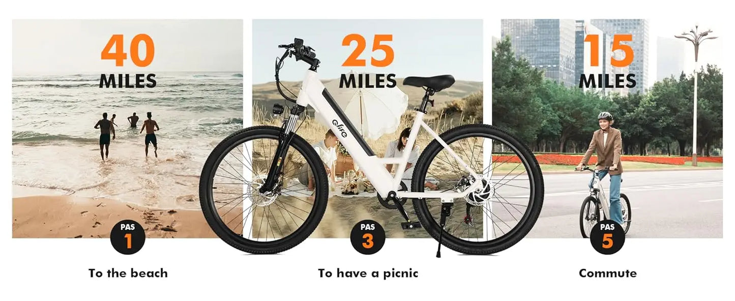 Cityone Step Thru Electric Bike for Adults – 26" E-Bike Ride