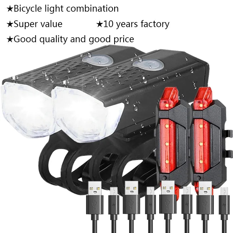 Cycling Light Bicycle Lantern USB LED Rechargeable Set Electric Bikes & Accessories