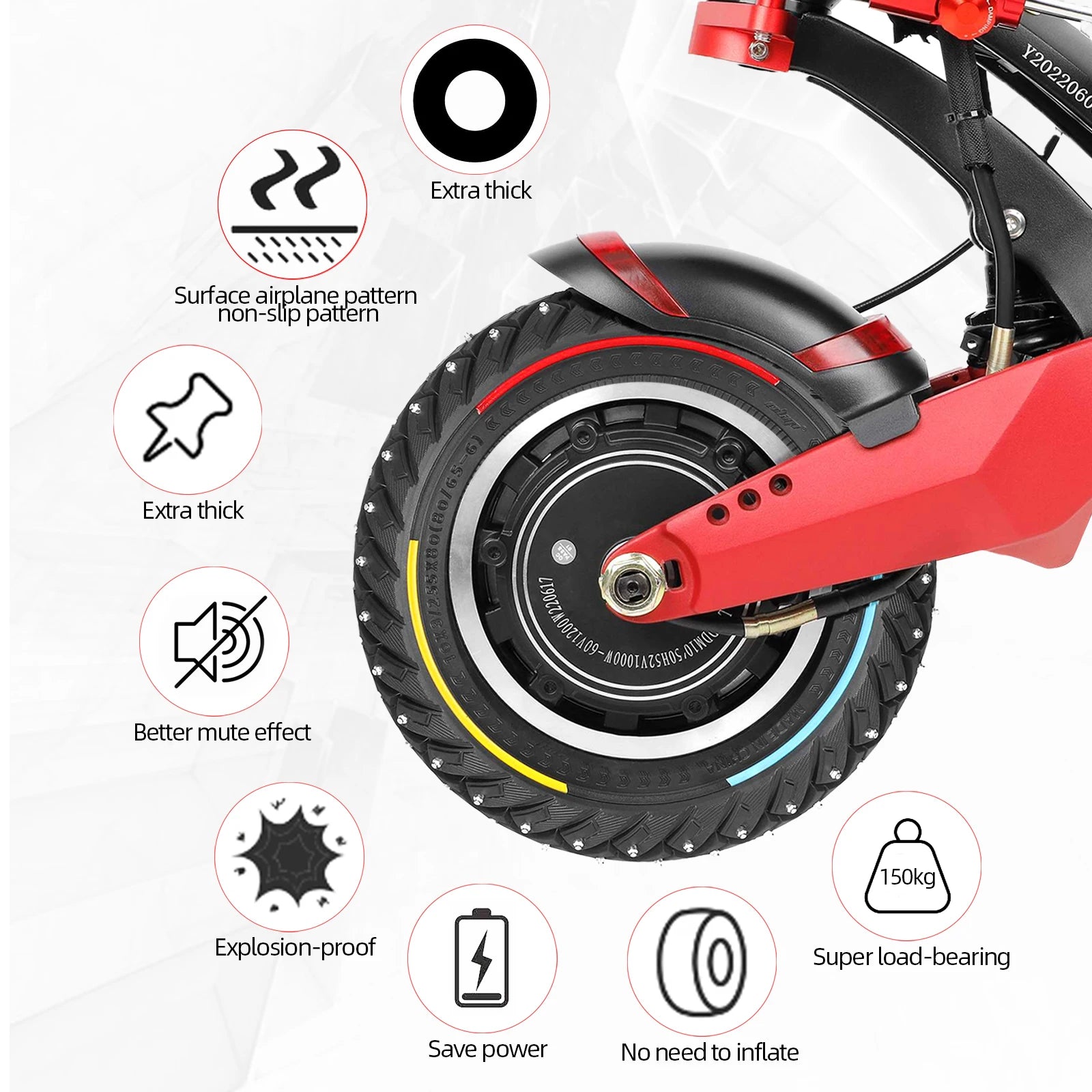 Ulip 10x3 Winter Snow Tire 10Inch Off-road Solid Tyre for ZERO 10X/Kaabo/Dualtron/Kugoo Scooters 255x80(80/65-6) Tire Parts 10*3 Electric Bikes & Accessories