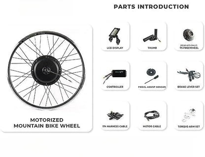 Waterproof Ebike Conversion Kit For Electric Bike Continue 26" Front Or Rear Wheel Electric Bicycle Hub Motor Kit 1500W 1200W 75.