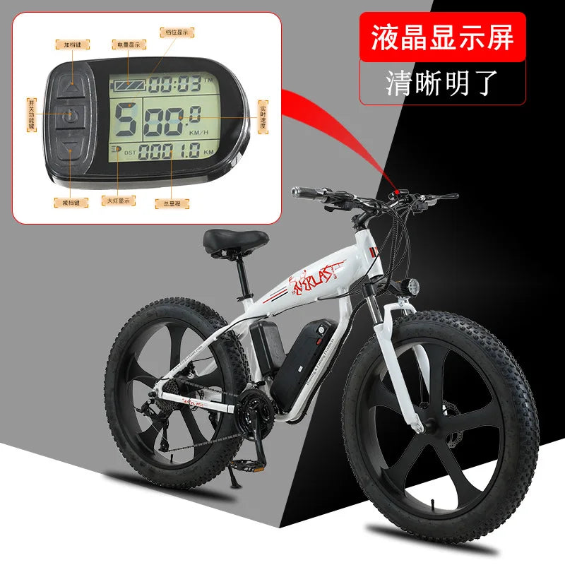 26 Inch Aluminum Alloy Snowmobile 27 Speed Fat Tire Electric Beach Lithium Battery Motorcycle Fatbike Moped Ebike Dirt Bike Electric Bikes & Accessories