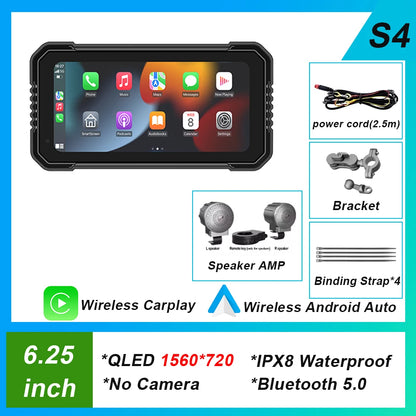 6.25-inch AutoNevee Car & E-Bike GPS with Wireless CarPlay and Android Auto.