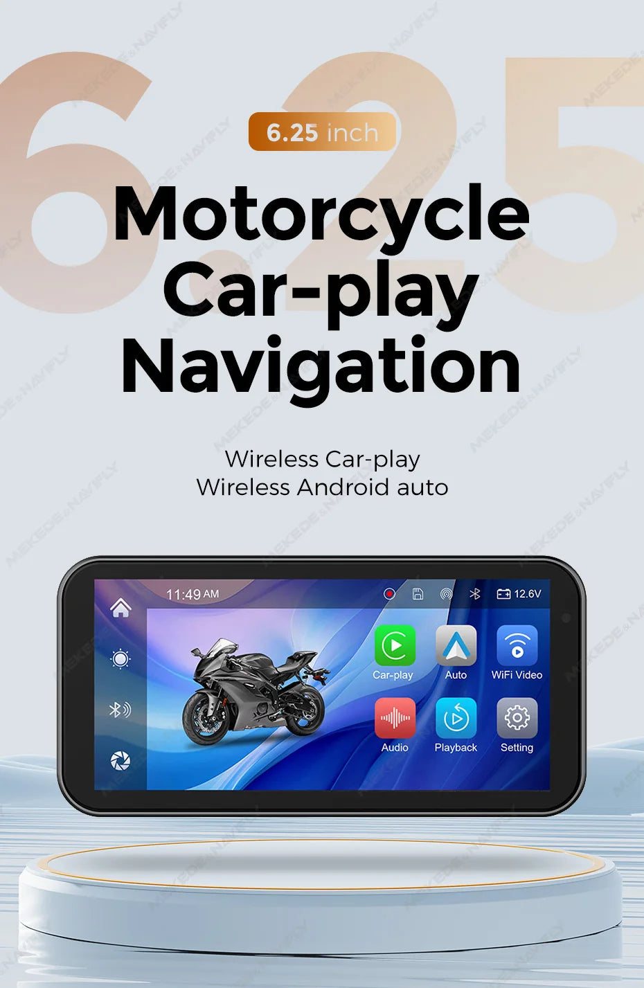 E-Bike GPS Navigation with Wireless CarPlay and Android Auto