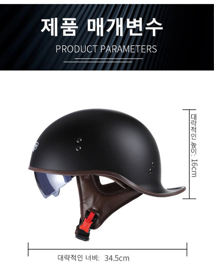 Retro Motorcycle Half Helmet – Vintage Style for Harley Riders - Electric Bikes & Accessories