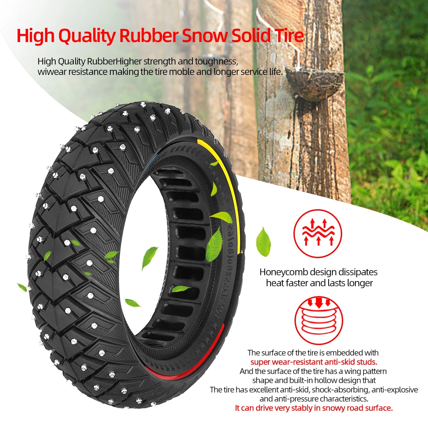 Ulip 10x3 Winter Snow Tire 10Inch Off-road Solid Tyre for ZERO 10X/Kaabo/Dualtron/Kugoo Scooters 255x80(80/65-6) Tire Parts 10*3 Electric Bikes & Accessories