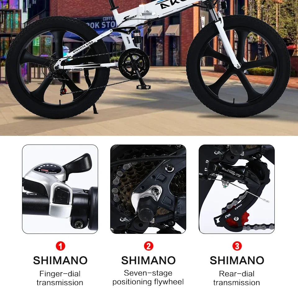 New style 1000W Motor electric bike 48V 10.4ah Lithium battery Mountain ELECTR BIKE  26×4.0 Fat Tire e bike Folded ebike Electric Bikes & Accessories