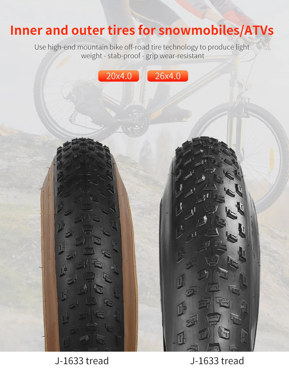 Ride anywhere with the TANKE anti-puncture fat tire. Built for snow, sand, and trail with 20x4.0 & 26x4.0 sizes. Free shipping from Electric Bikes & Accessories.