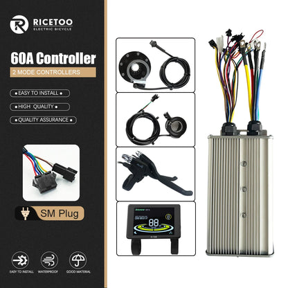 Ebike Controller 17A26A30A40A60A with Learning Function 250W-3000W Motor E Scooter Brushless Motor Controller Kit Electric Bikes & Accessories