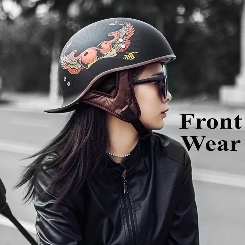 Retro Motorcycle Half Helmet – Vintage Style for Harley Riders - Electric Bikes & Accessories