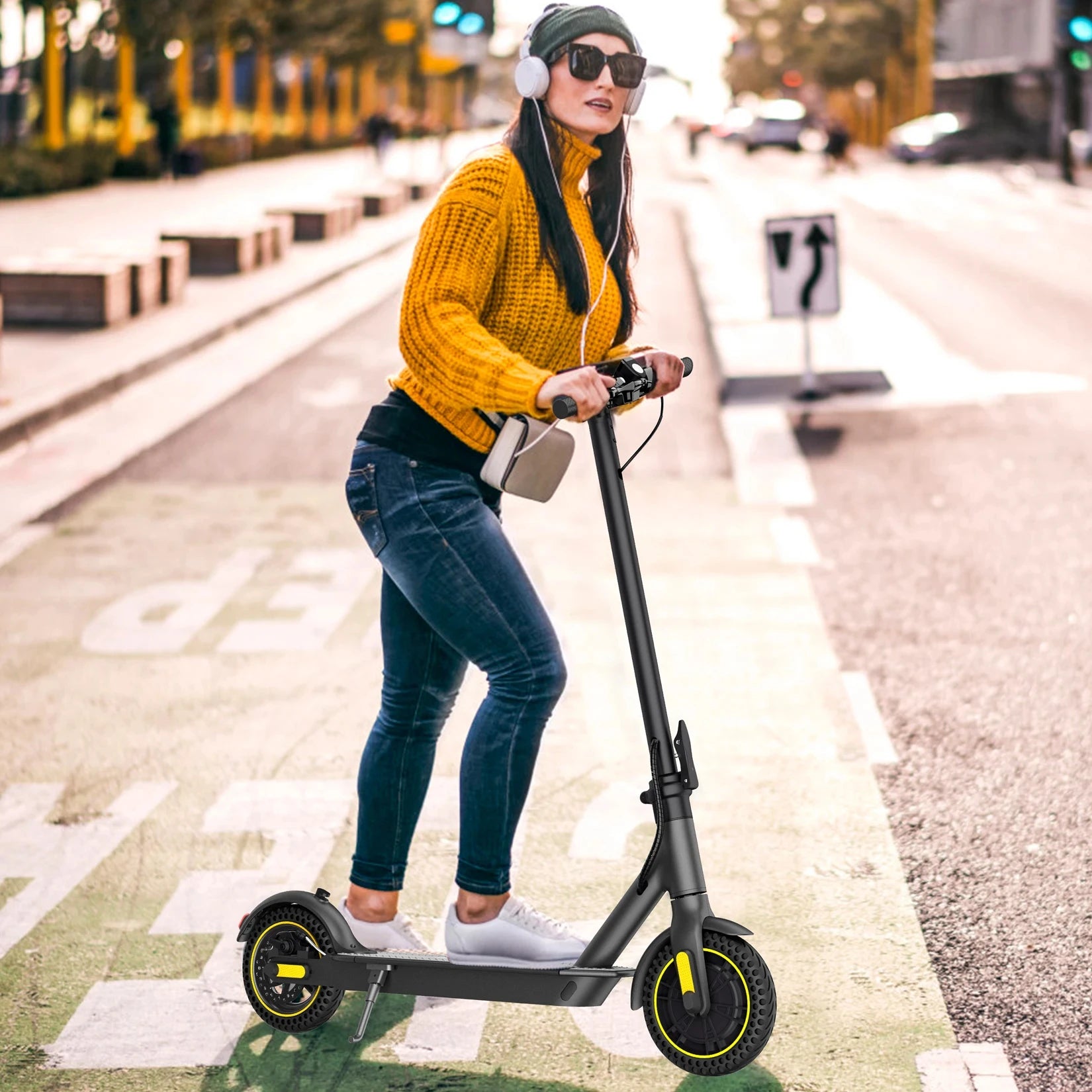  Foldable Electric Scooter Moped with 21MPH speed and 37.5-mile range