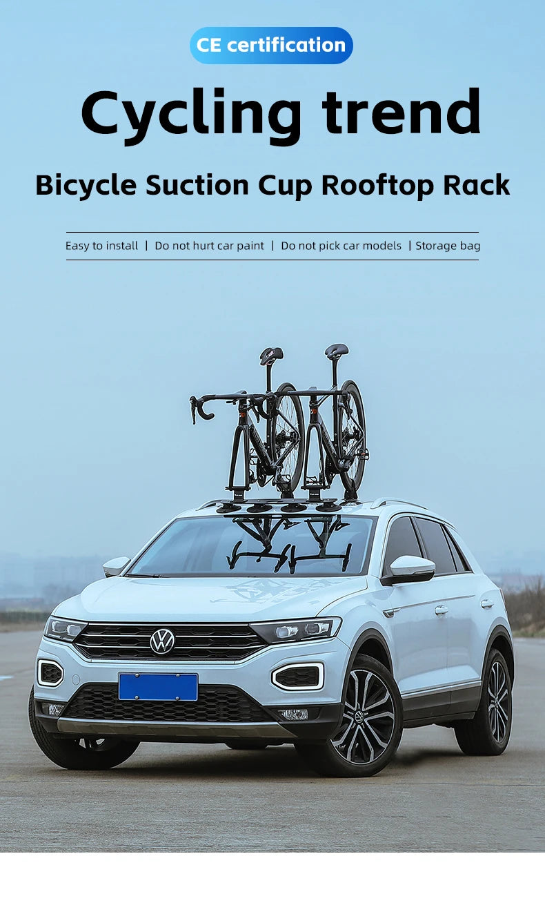 West Biking Suction Roof Bike Rack with a bike mounted securely