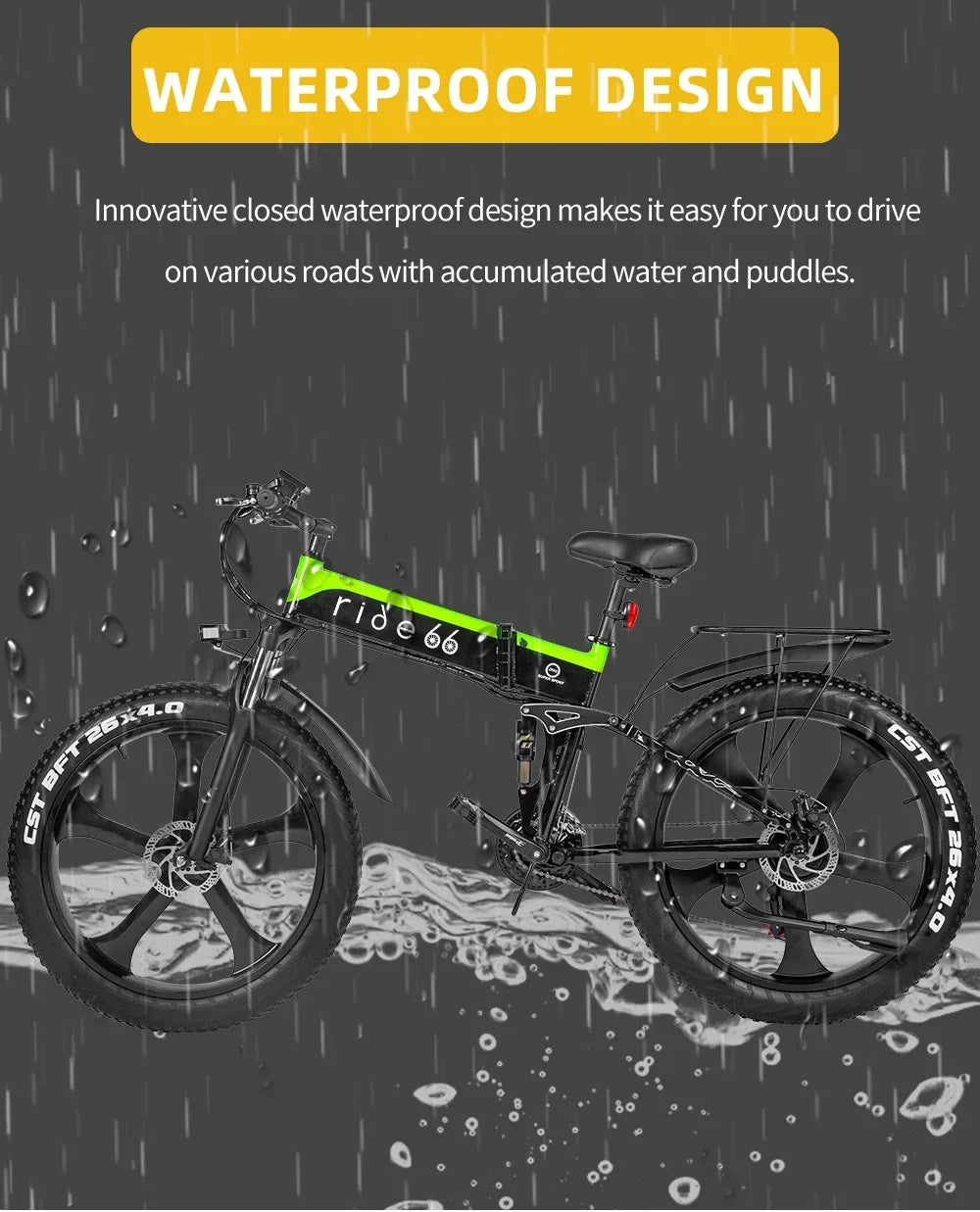 26-Inch Men's Folding Fat Tire Mountain Bike Electric Bikes & Accessories