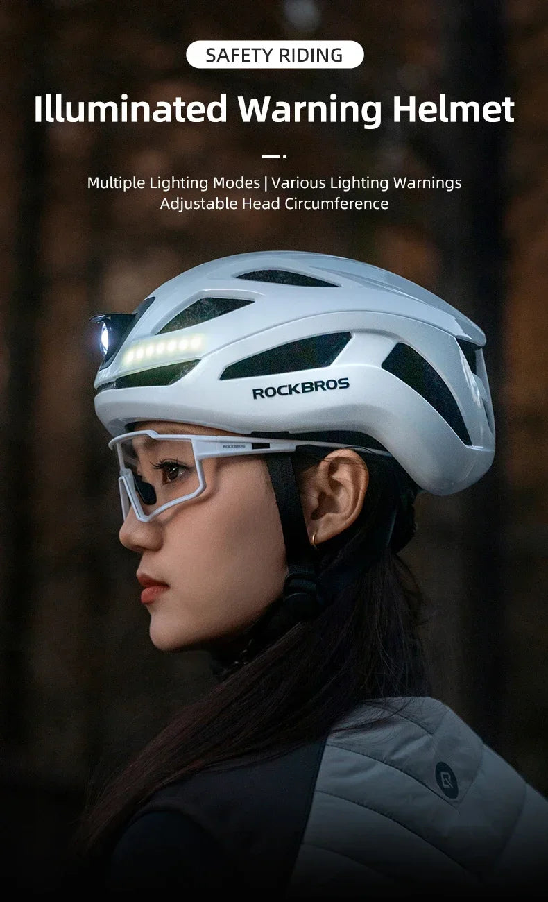 ROCKBROS Rechargeable Bicycle Helmet – Safety & Visibility Combined