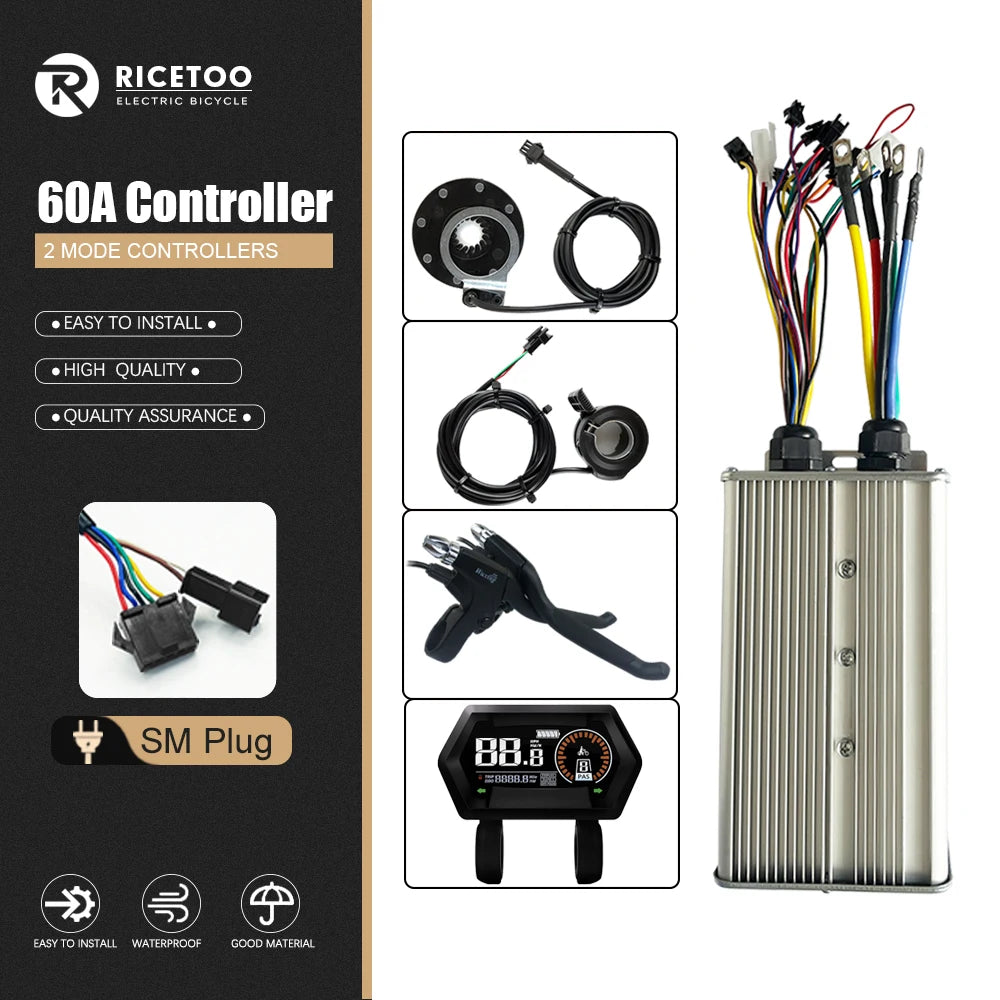 Ebike Controller 17A26A30A40A60A with Learning Function 250W-3000W Motor E Scooter Brushless Motor Controller Kit Electric Bikes & Accessories