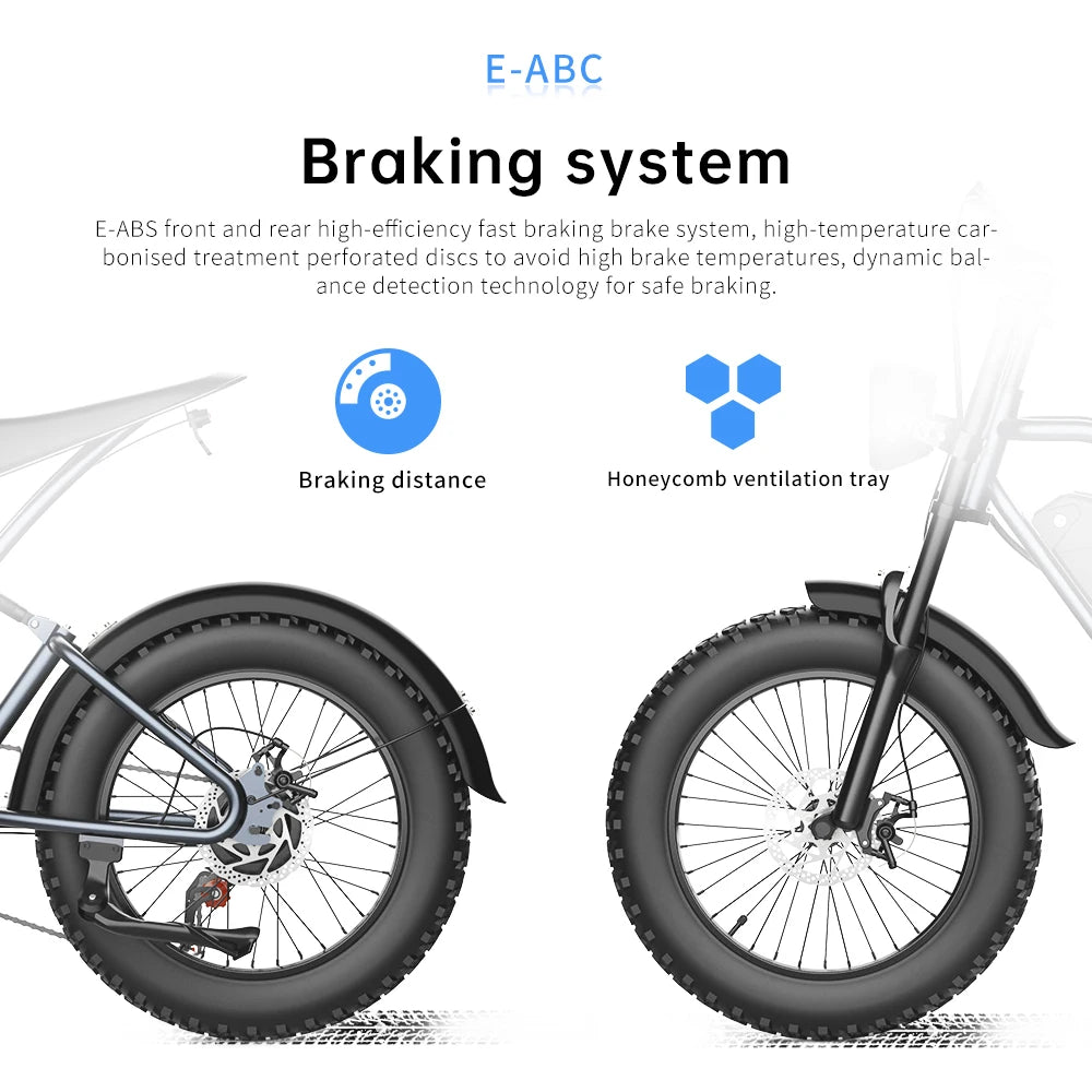 EKX T1 Electric Bicycle 20*4.0 Fat Tire 1000W Motor 48V 20AH Electric Bikes & Accessories