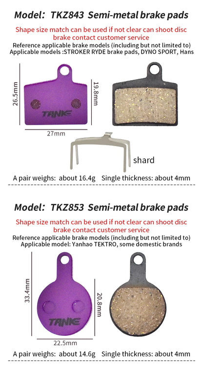 TANKE MTB Semi-Metal Bike Brake Pads My Store