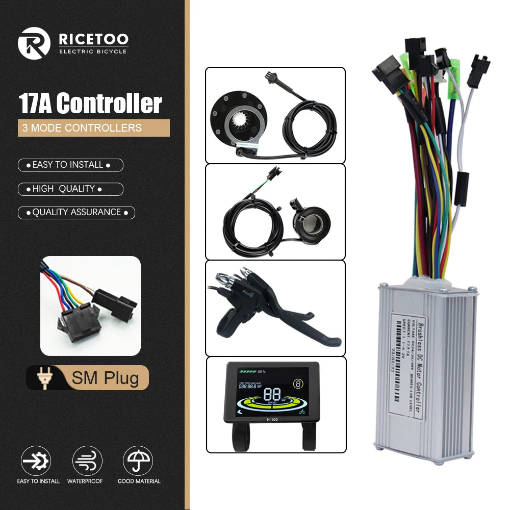 Ebike Controller 17A26A30A40A60A with Learning Function 250W-3000W Motor E Scooter Brushless Motor Controller Kit Electric Bikes & Accessories