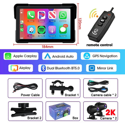 Best 5/7 Inch CarPlay Motorcycle 2K HD DVR GPS – Wireless & Waterproof