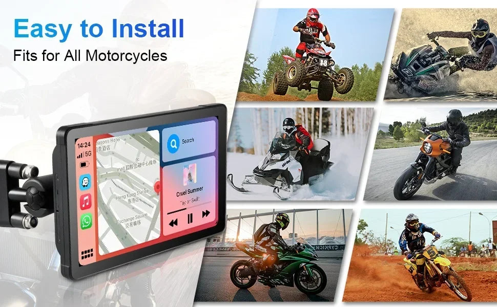 Best 5/7 Inch CarPlay Motorcycle 2K HD DVR GPS – Wireless & Waterproof