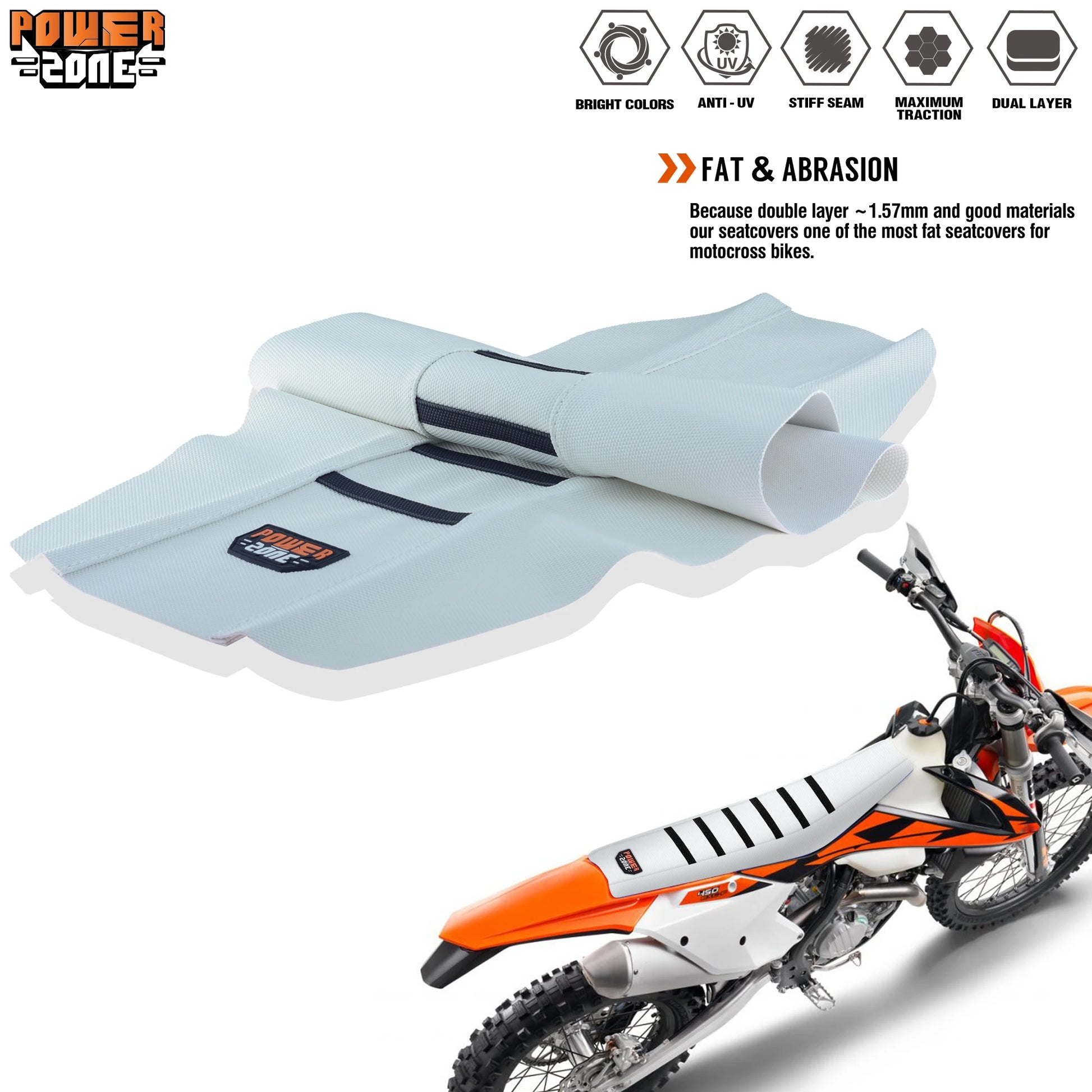 Powerzone Universal Seat Cover Soft Waterproof Non-slip Ribbed Motorcycle Seat Cover For SXF EXC KXF CRF YZF WR TC TE.