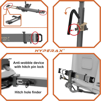 Volt Lift 1X RV Hitch Mounted E-Bike Rack – 80lbs Capacity