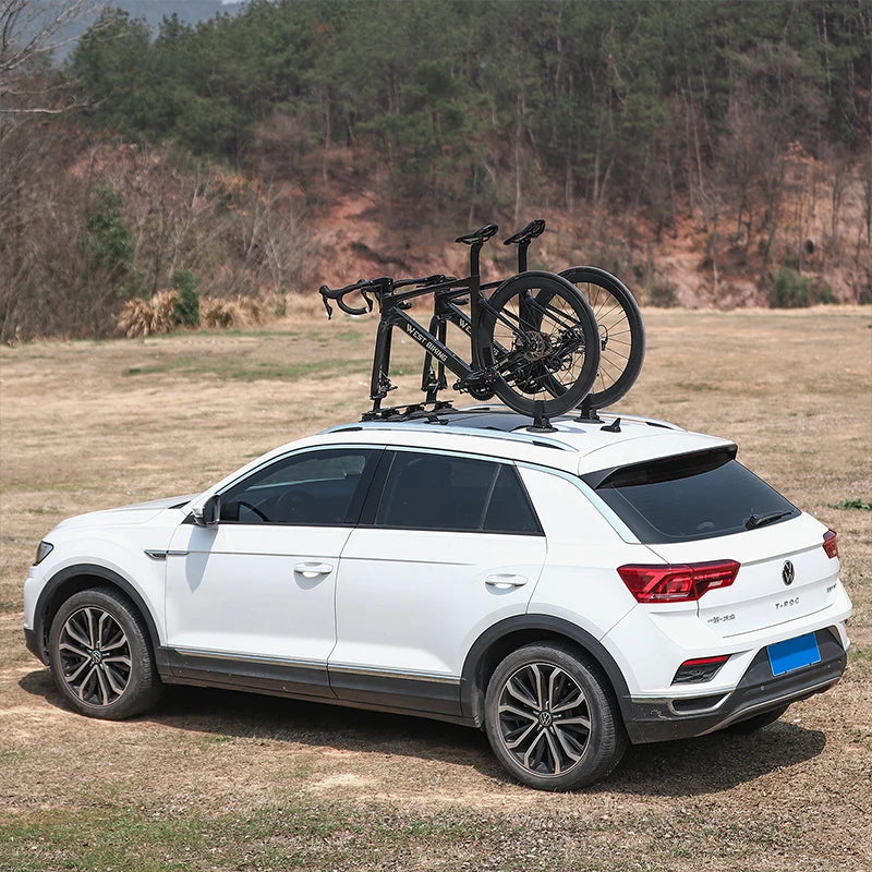 West Biking Suction Roof Bike Rack with a bike mounted securely