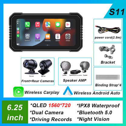 6.25-inch AutoNevee Car & E-Bike GPS with Wireless CarPlay and Android Auto