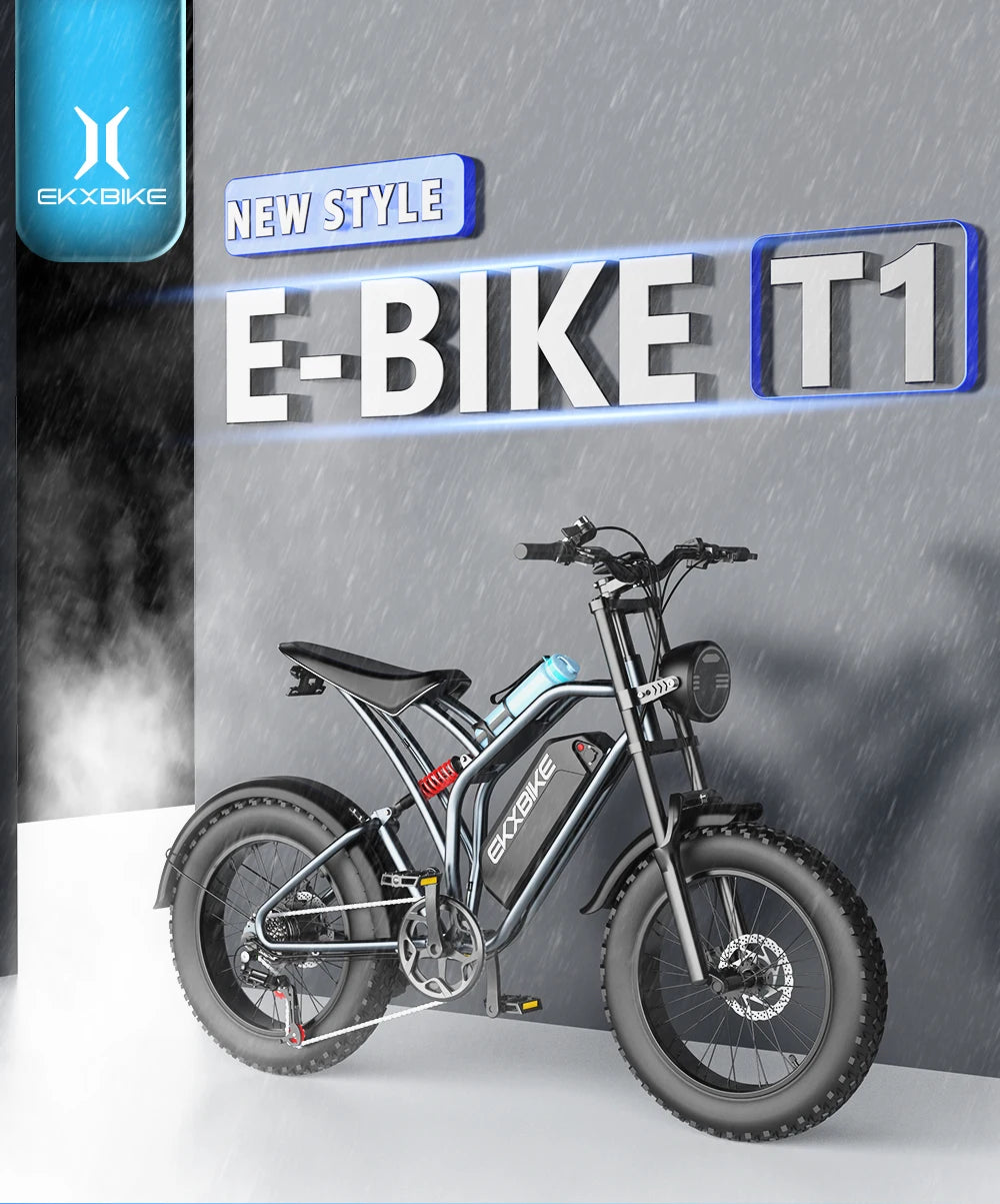 EKX T1 Electric Bicycle 20*4.0 Fat Tire 1000W Motor 48V 20AH Electric Bikes & Accessories