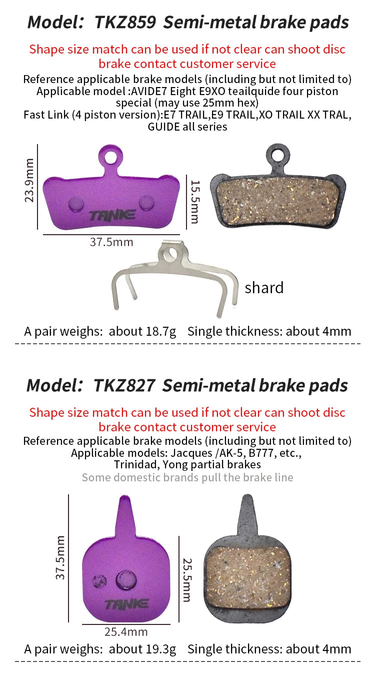 TANKE MTB Semi-Metal Bike Brake Pads My Store