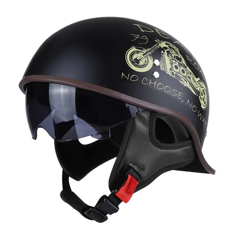 Retro Motorcycle Half Helmet – Vintage Style for Harley Riders - Electric Bikes & Accessories