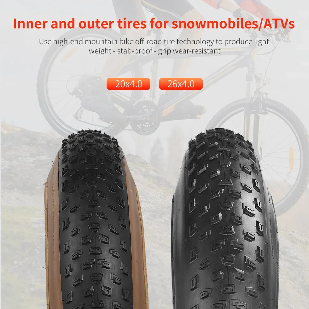 Ride anywhere with the TANKE anti-puncture fat tire. Built for snow, sand, and trail with 20x4.0 & 26x4.0 sizes. Free shipping from Electric Bikes & Accessories.