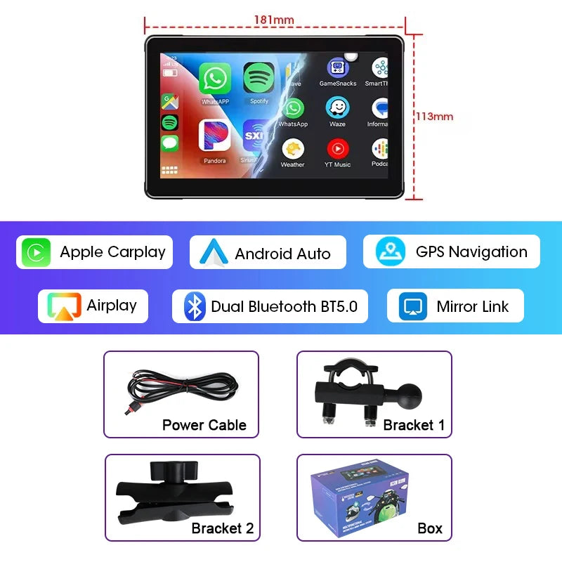 Best 5/7 Inch CarPlay Motorcycle 2K HD DVR GPS – Wireless & Waterproof