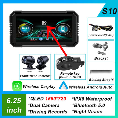 6.25-inch AutoNevee Car & E-Bike GPS with Wireless CarPlay and Android Auto