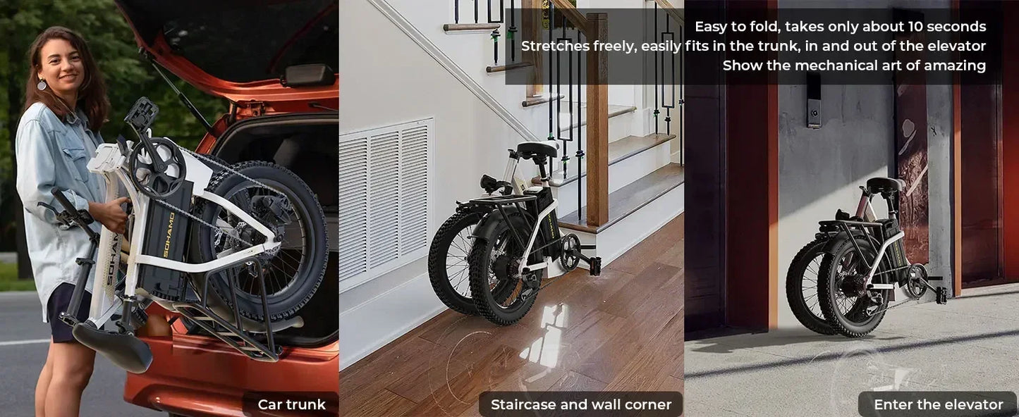 Foldable Commuter E-Bike SOHAMO S3 750W 48V 20Ah | Fast & Compact