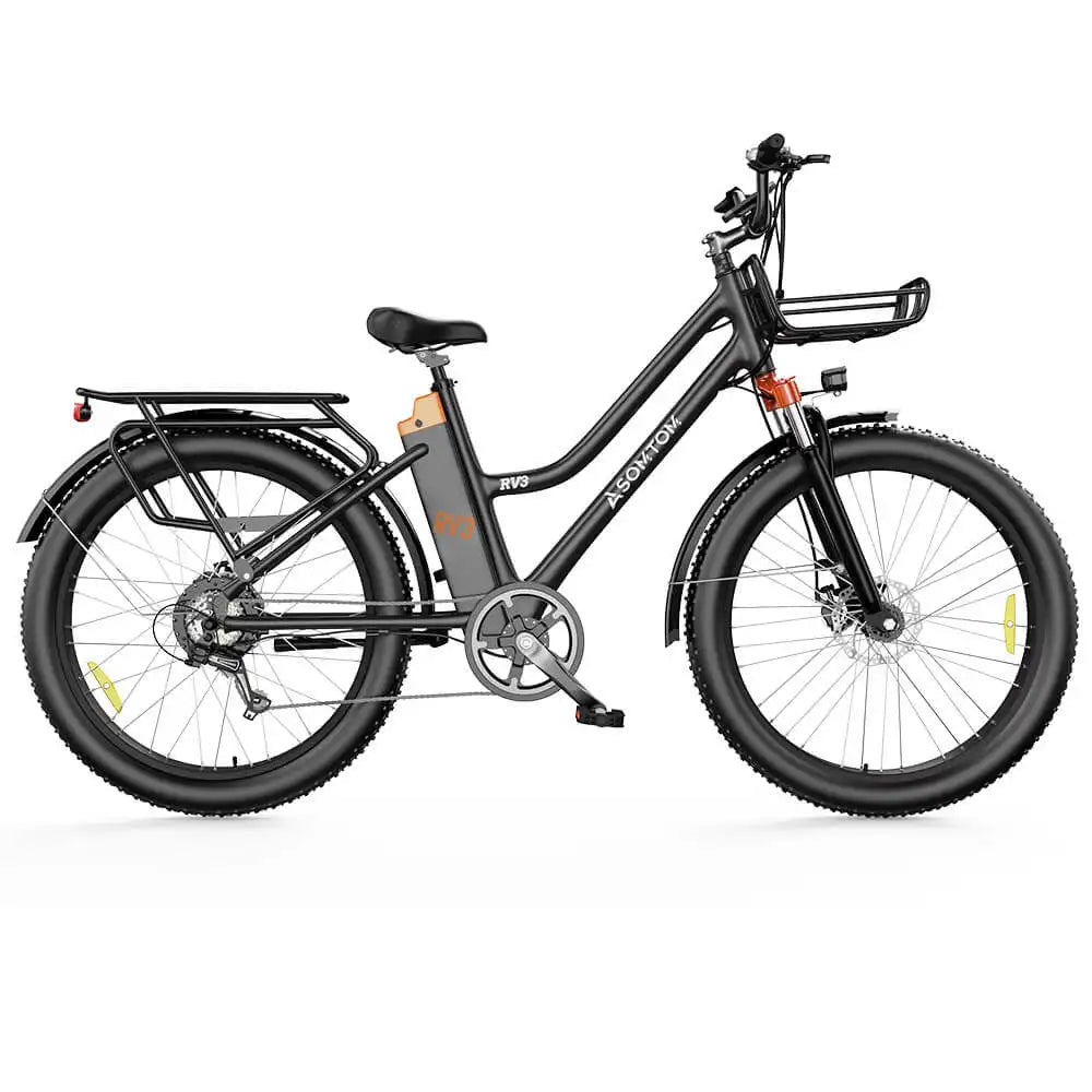 Black electric bicycle on a white background