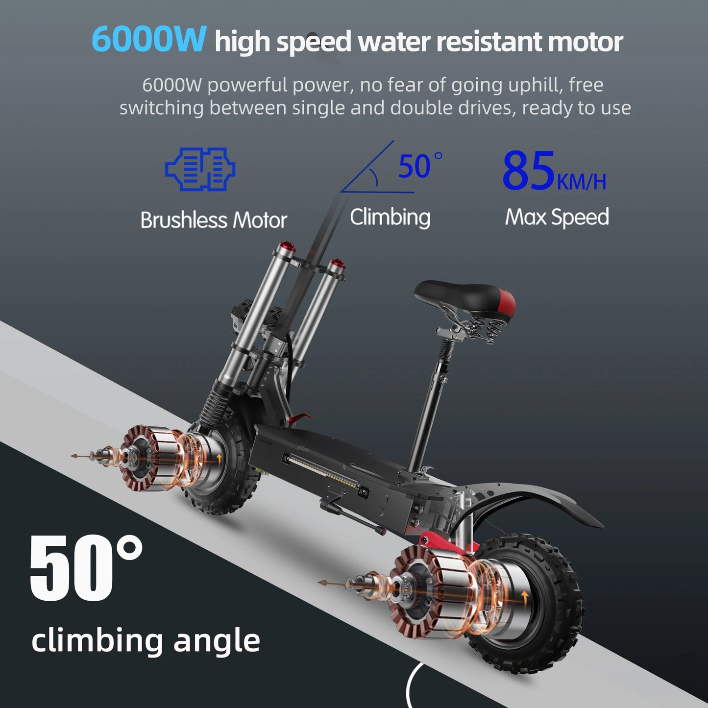 6000W Dual Motors Electric Scooter for Adults