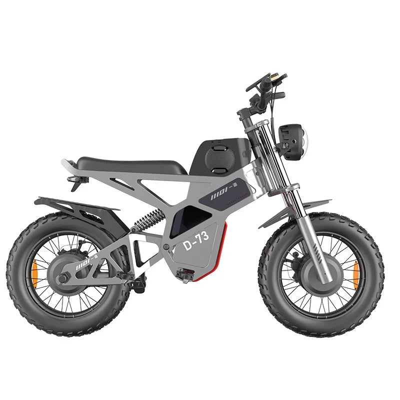 Discover the D-73 Dirt Bike Electric Scooter, equipped with a 1000W brushless motor, touch display, GPS, and a durable aluminum alloy frame. Enjoy speeds over 50 km/h and a range exceeding 60 k