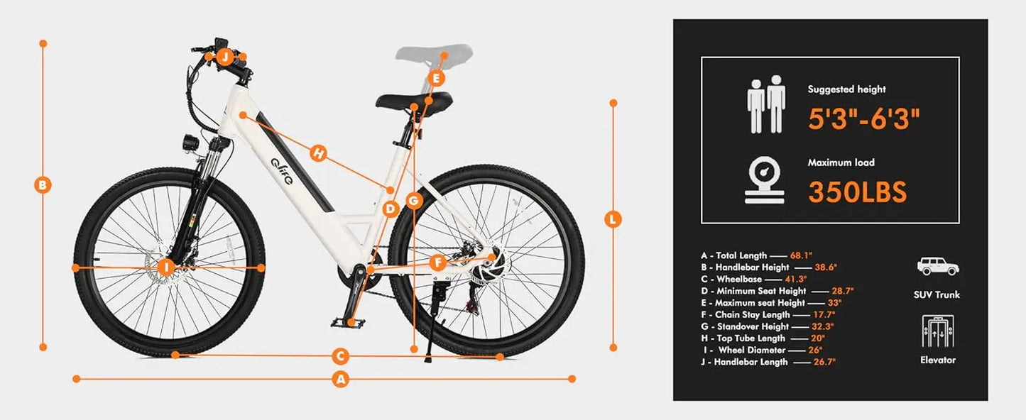 Cityone Step Thru Electric Bike for Adults – 26" E-Bike Ride