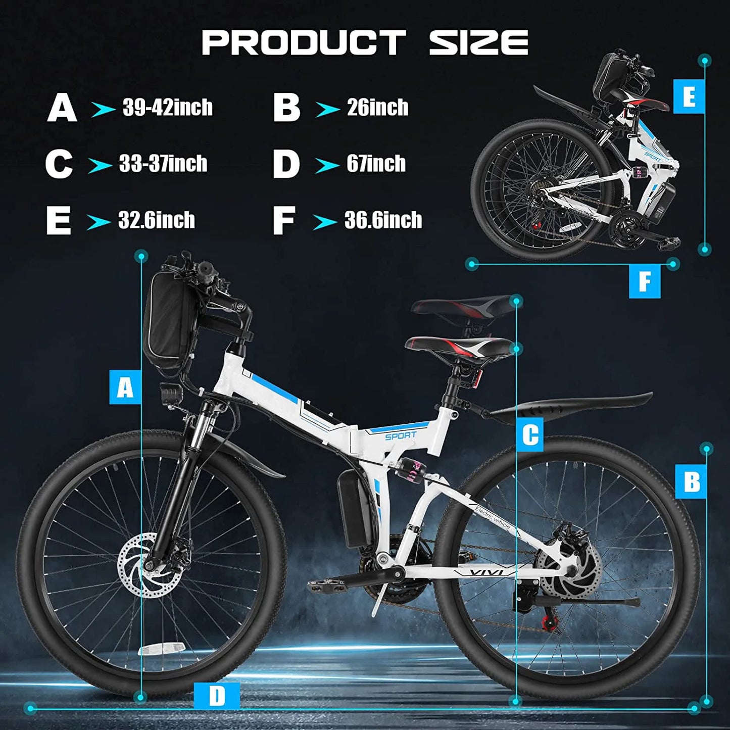 SMLRO MX300 Foldable Electric Bicycle 500W 1000W 20Ah My Store