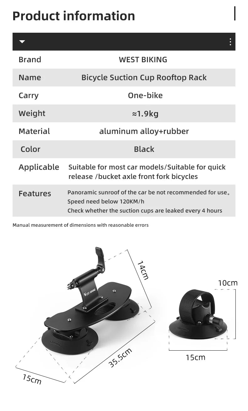 West Biking Suction Cup Bike Rack – Quick Install Car Carrier
