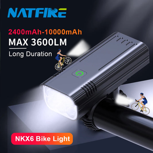 10000mAh 6-8 LED Bike Light USB Rechargeable 3600 Lumens Bike Headlight