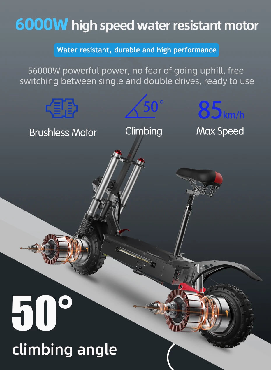 6000W Dual Motors Electric Scooter for Adults