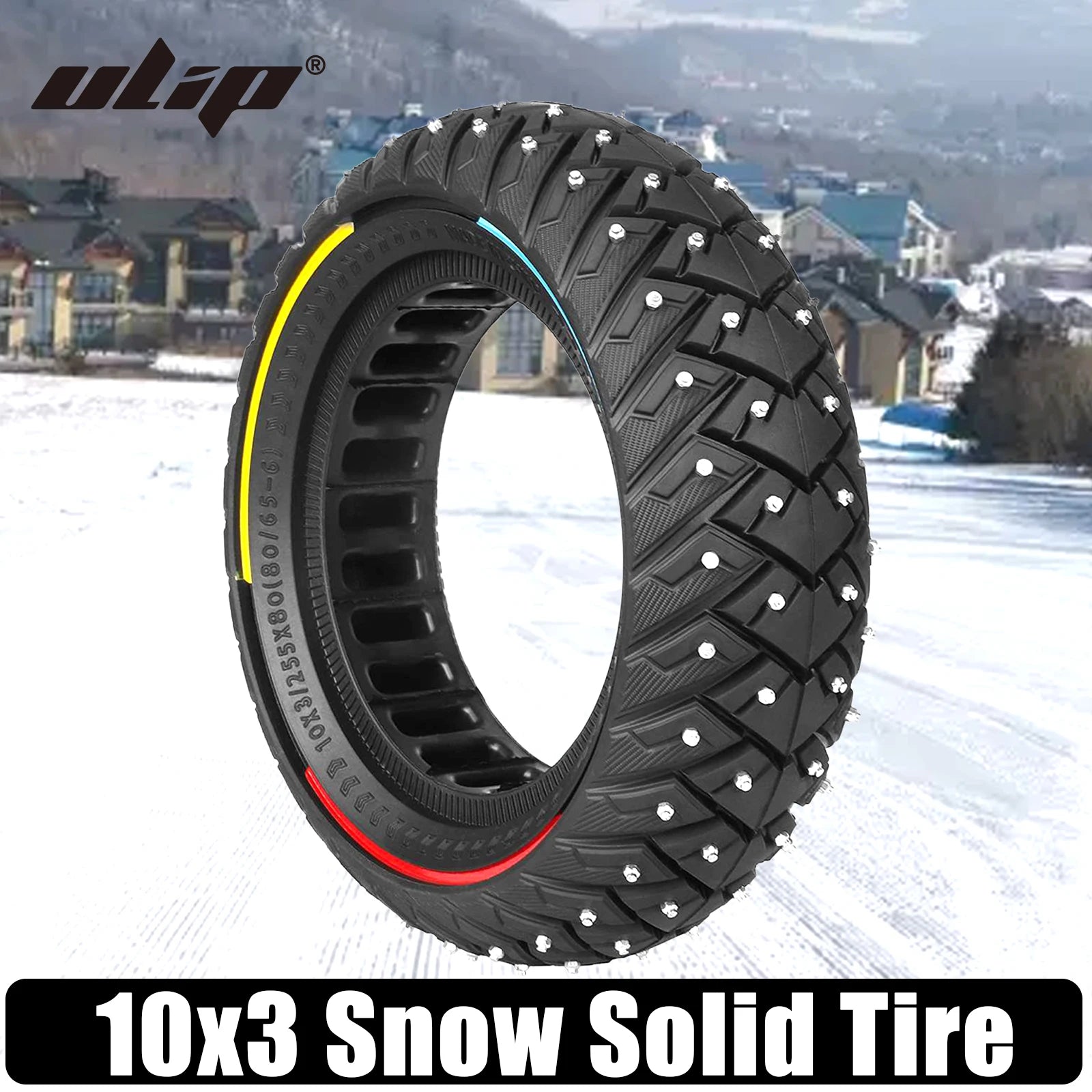 Ulip 10x3 Winter Snow Tire 10Inch Off-road Solid Tyre for ZERO 10X/Kaabo/Dualtron/Kugoo Scooters 255x80(80/65-6) Tire Parts 10*3 Electric Bikes & Accessories