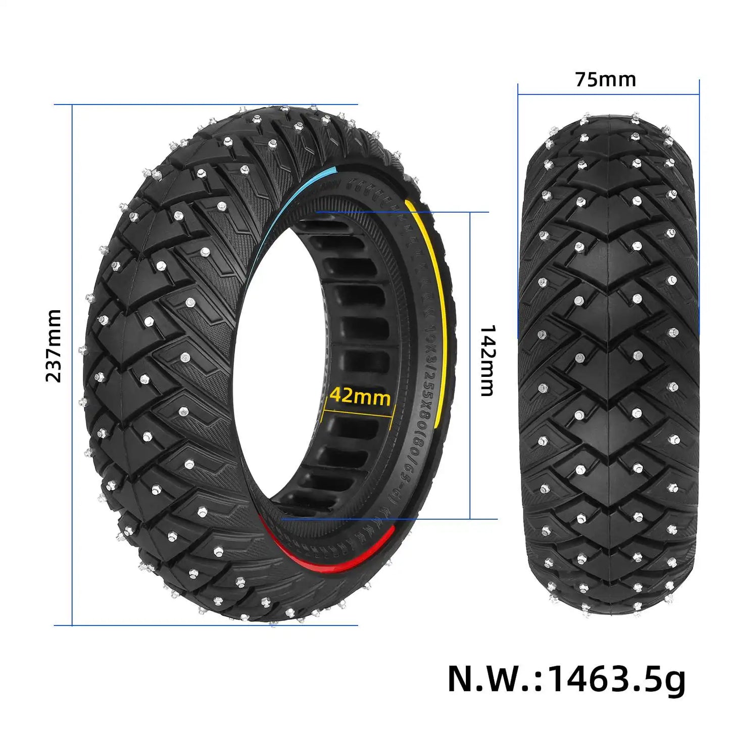 Ulip 10x3 Winter Snow Tire 10Inch Off-road Solid Tyre for ZERO 10X/Kaabo/Dualtron/Kugoo Scooters 255x80(80/65-6) Tire Parts 10*3 Electric Bikes & Accessories