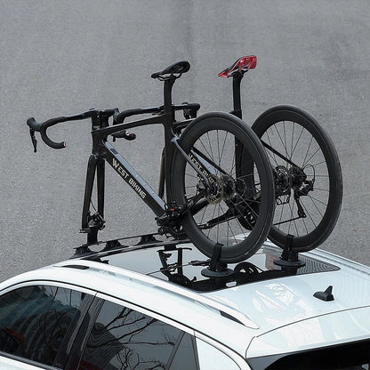 West Biking Suction Roof Bike Rack with a bike mounted securely